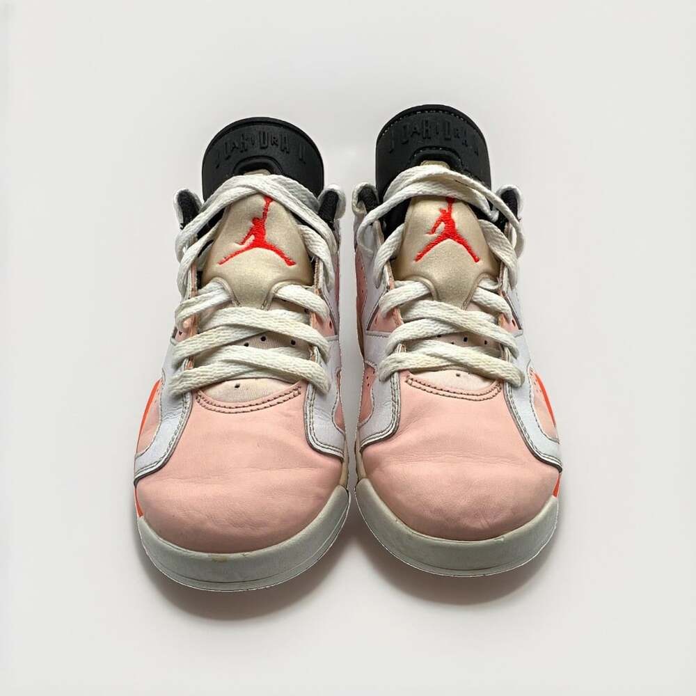 Jordan Air Jordan 6 Retro Low GS Leather Sneakers Pink/White/Orange US 6Y